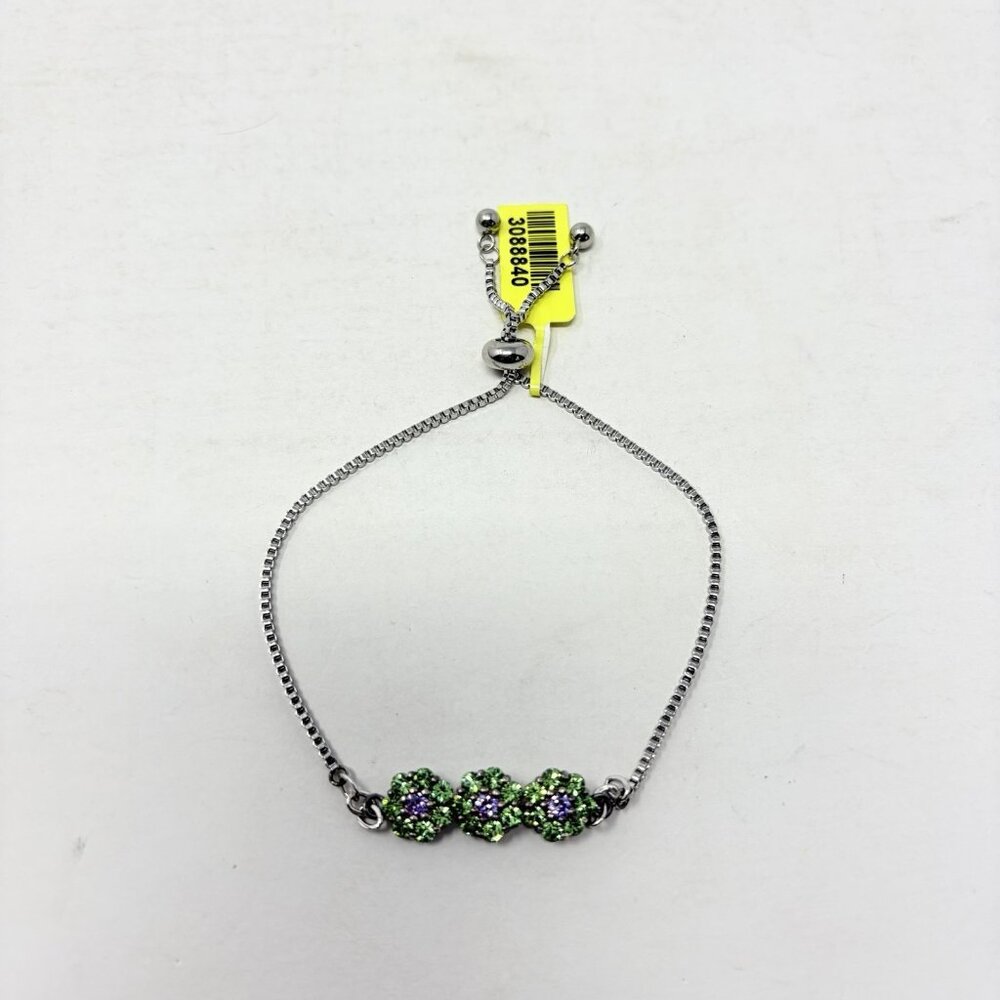 Shop LC SWAROVSKI Violet/Peridot Crystal Bolo Bracelet in Sterling Silver 5392